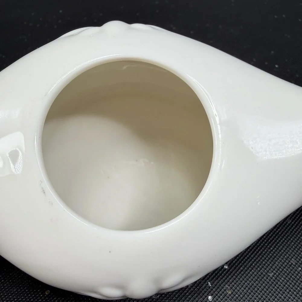 Himalayan Institute Varcho Veda Ceramic Neti Pot White Lotus Flower Design 7in